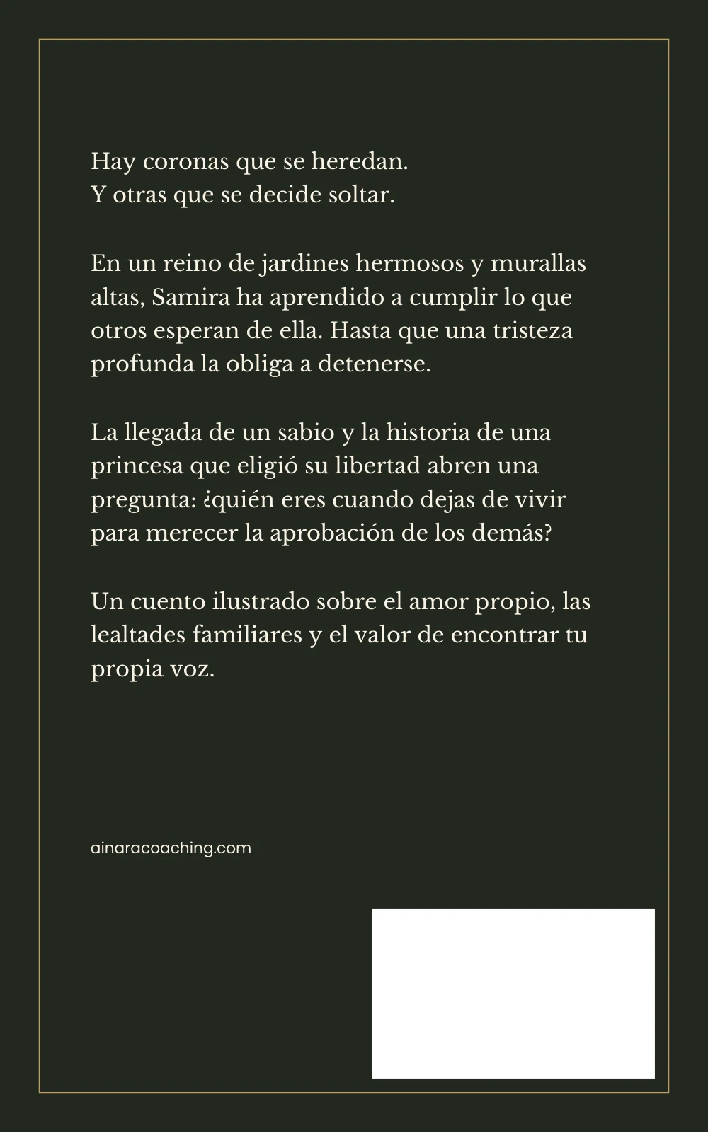 Contraportada de La Princesa que Perdió su Corona